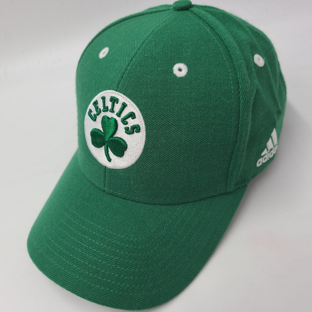 Boston Celtics Hat Adjustable Adidas Green White NBA Basketball Wool Blend Men